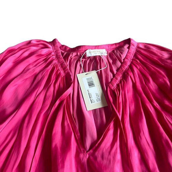 Ramy Brook Maty Balloon Sleeve Blouse Top Shirt Flowy Fringe Size Large NWT - Picture 3 of 15